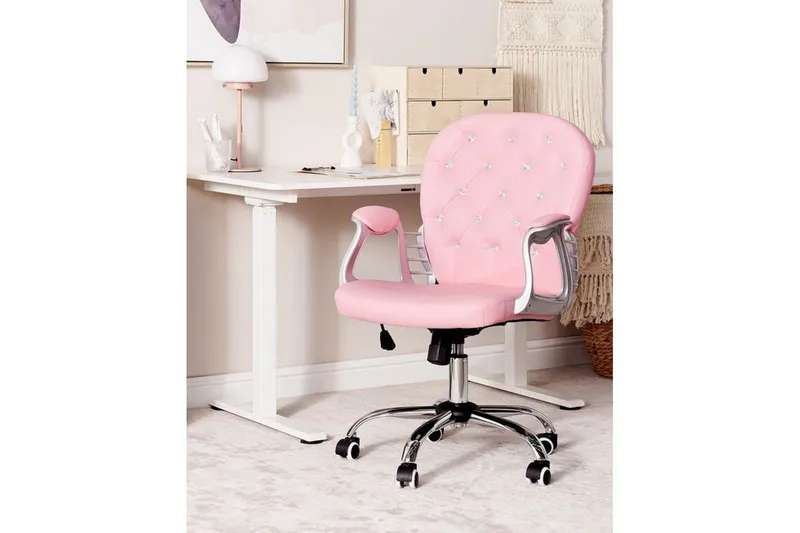 Kontorsstol med kristaller Princess Rosa/svart/silver - Rosa/svart/silver - Möbler - Hemmakontor - Kontorsstol