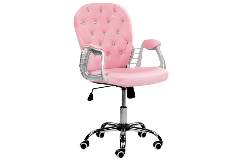 Kontorsstol med kristaller Princess Rosa/svart/silver - Rosa/svart/silver - Möbler - Hemmakontor - Kontorsstol