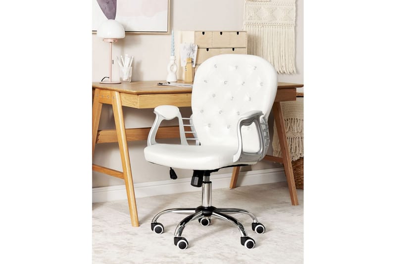 Kontorsstol med kristaller Princess Vit/Svart/Silver - Vit/Svart/Silver - Möbler - Hemmakontor - Kontorsstol