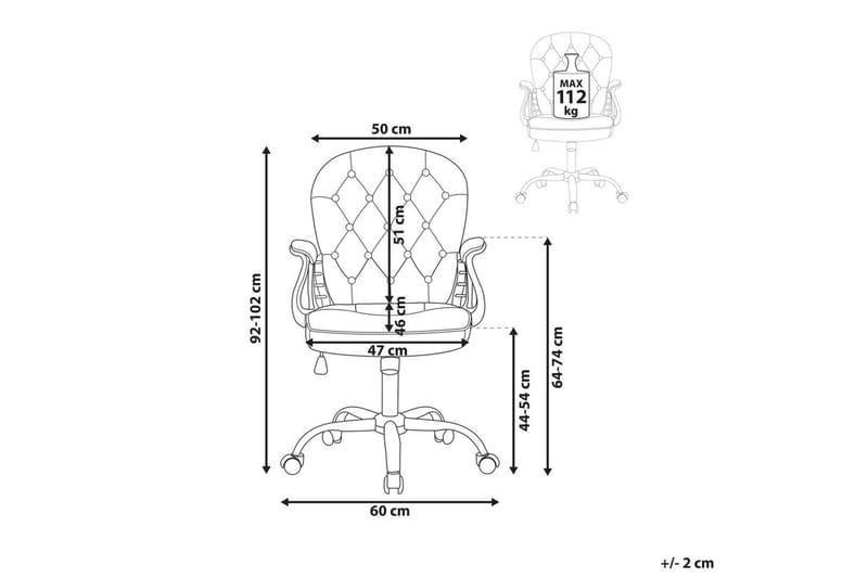 Kontorsstol med kristaller Princess Vit/Svart/Silver - Vit/Svart/Silver - Möbler - Hemmakontor - Kontorsstol
