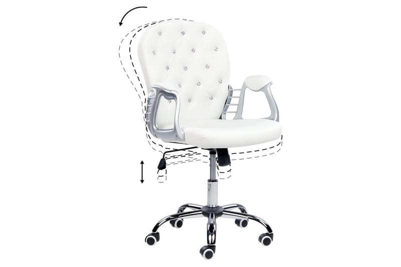 Kontorsstol med kristaller Princess Vit/Svart/Silver - Vit/Svart/Silver - Möbler - Hemmakontor - Kontorsstol