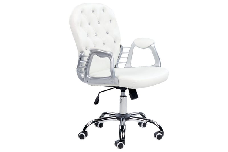 Kontorsstol med kristaller Princess Vit/Svart/Silver, Vit/Svart/Silver