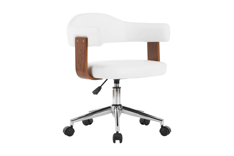 Snurrbar kontorsstol böjträ och konstläder vit - Vit - Kontorsstol