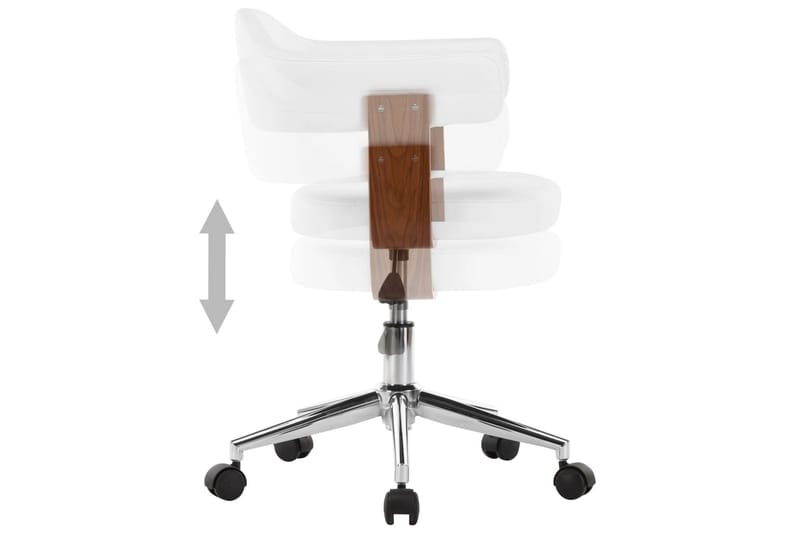 Snurrbar kontorsstol böjträ och konstläder vit - Vit - Kontorsstol