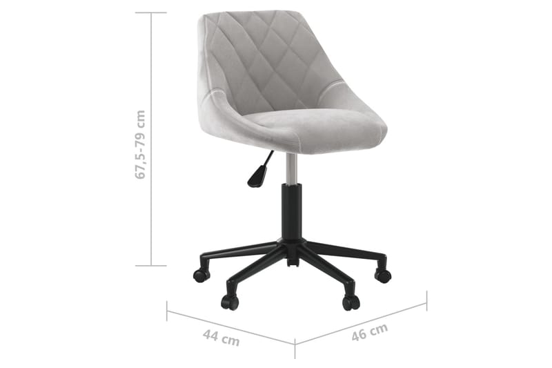 Snurrbar kontorsstol ljusgrå sammet - Grå - Kontorsstol