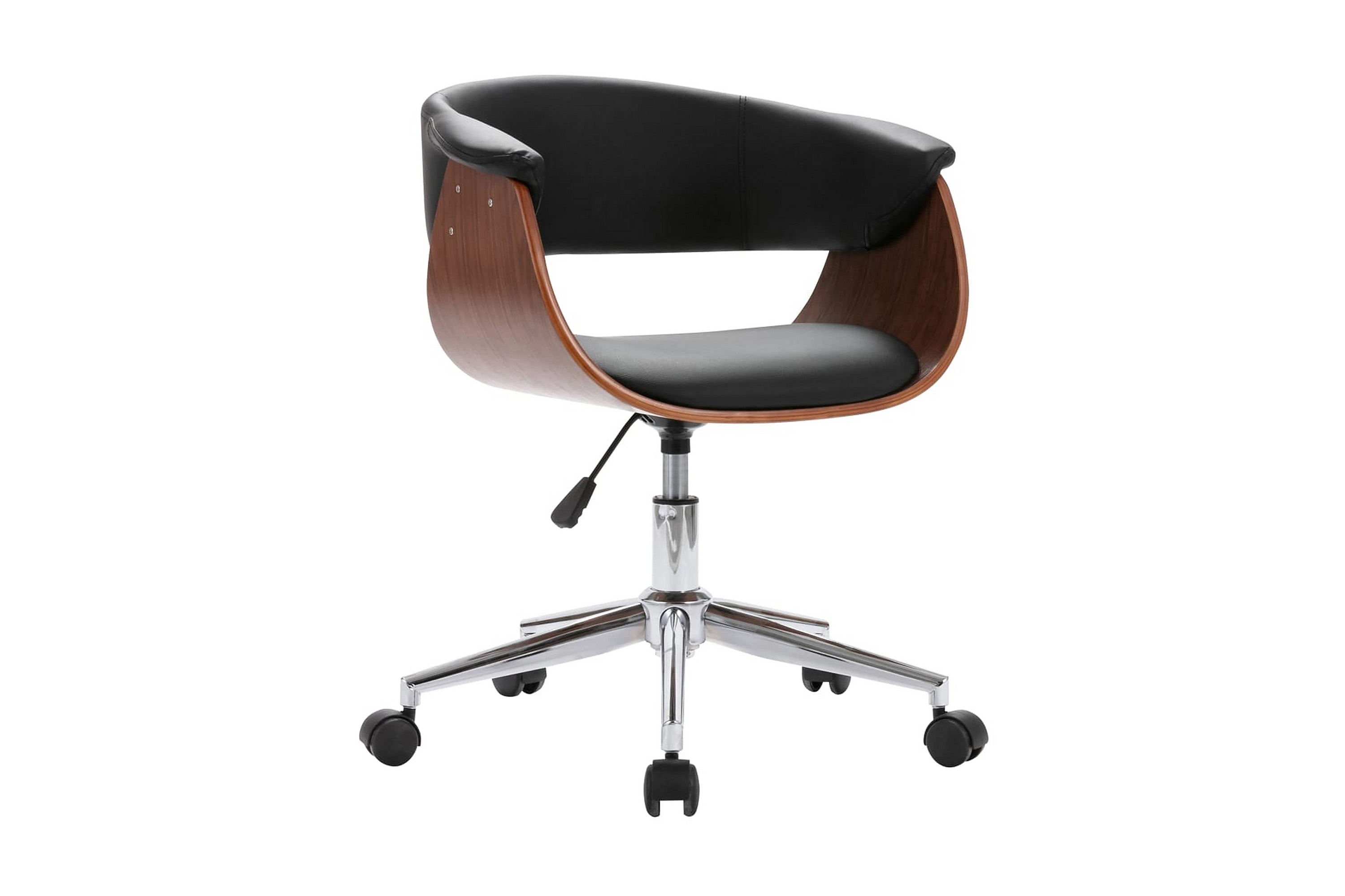 Snurrbar kontorsstol svart böjträ och konstläder – Svart