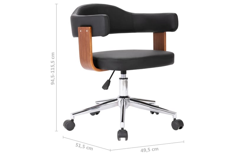 Snurrbar kontorsstol svart böjträ och konstläder - Svart - Kontorsstol