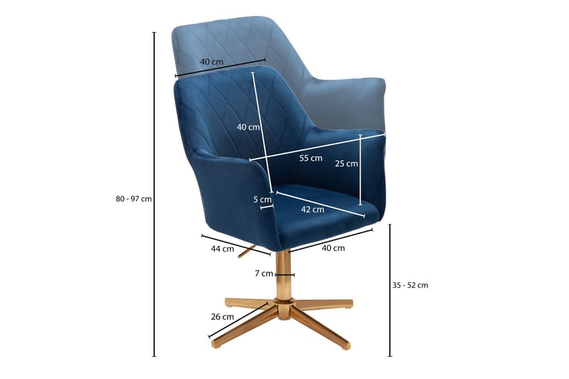 Willowdale Kontorsstol med Armstöd - Mörkblå/Guld - Möbler - Hemmakontor - Kontorsstol