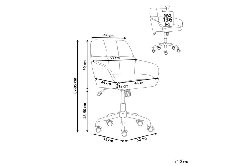 Kontorsstol Palmdale Beige/svart/guld - Beige/svart/guld - Möbler - Hemmakontor - Kontorsstol