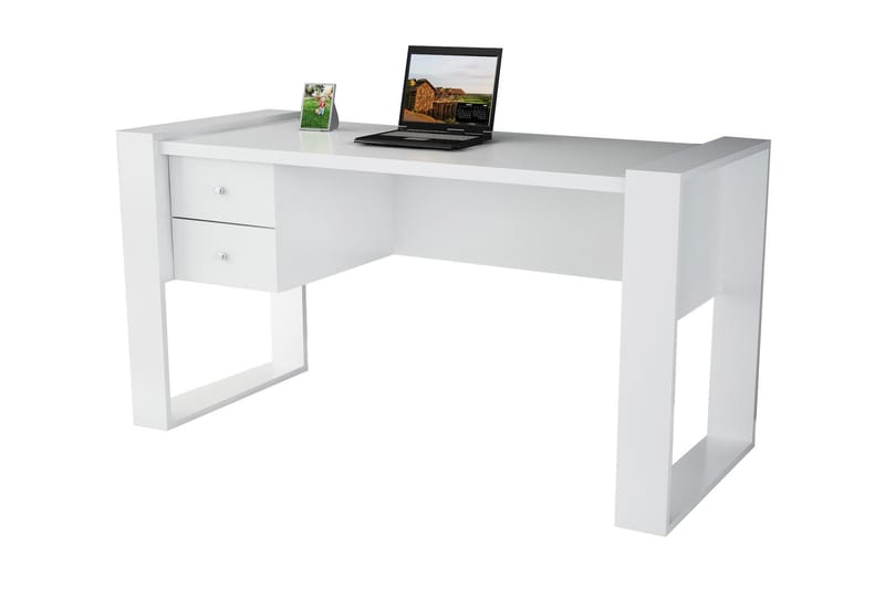 KRISTY Skrivbord 158 cm med Förvaring Lådor Vit - Vit - Skrivbord - Bord