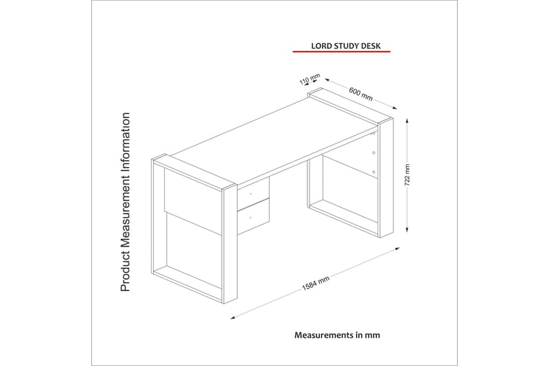 KRISTY Skrivbord 158 cm med Förvaring Lådor Vit - Vit - Skrivbord - Bord
