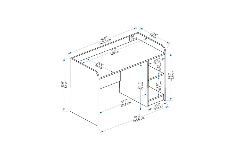 Luses Skrivbord 23,6x123,6 cm - Brun/Beige - Möbler - Hemmakontor - Skrivbord