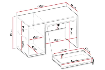 Metropolitan Skrivbord 120x56 cm - Brun/Vit/Ljusgrå/Svart - Möbler - Hemmakontor - Skrivbord