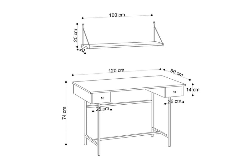 Mirric Skrivbord 60x120 cm - Ek/Svart - Möbler - Hemmakontor - Skrivbord