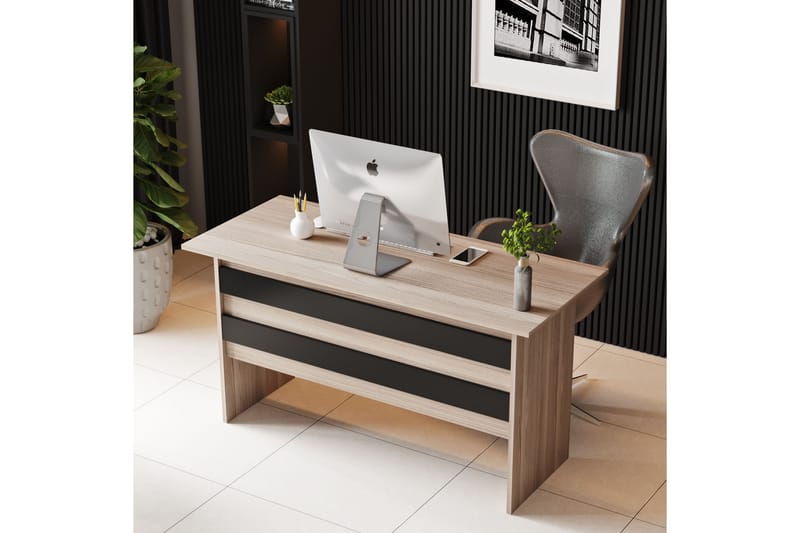 BASTEAD Möbelset Kontor Ljus Natur/Svart - Möbelset för kontor