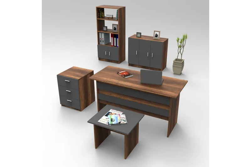 Belloch Möbelset Kontor - Teak/Antracit - Möbler - Hemmakontor - Möbelset för kontor