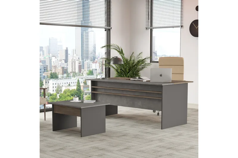 Desgrar Möbelset Kontor - Brun/Betonggrå/Antracit - Möbler - Hemmakontor - Möbelset för kontor