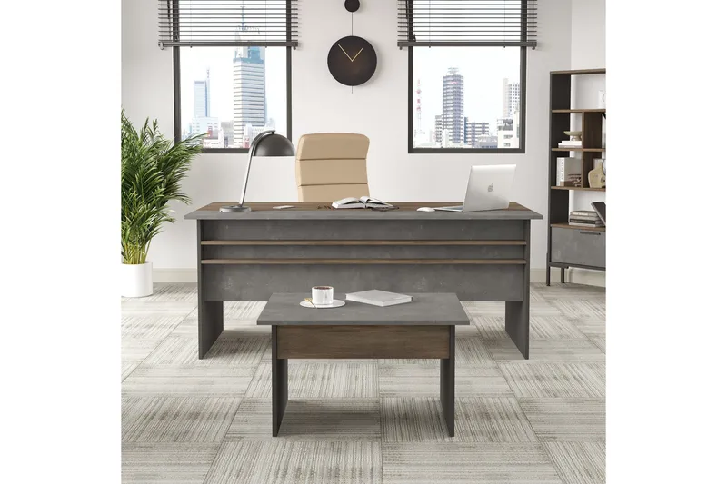 Desgrar Möbelset Kontor - Brun/Betonggrå/Antracit - Möbler - Hemmakontor - Möbelset för kontor