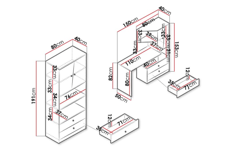 Möbelset för Kontor NERO - Natur/Vit - Möbler - Hemmakontor - Möbelset för kontor