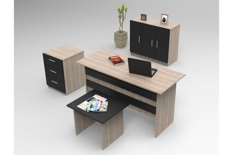 Romala Möbelset Kontor, Natur/Svart