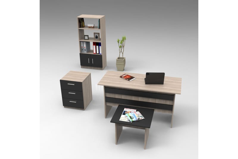 Sanjoan Möbelset Kontor, Natur/Svart