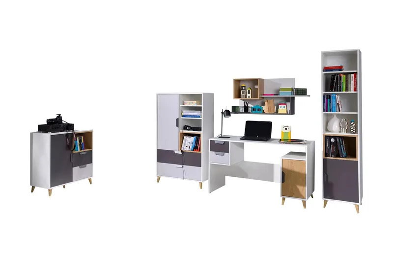 Sayuki Möbelset För Kontor - Vit/Grå - Möbler - Hemmakontor - Möbelset för kontor