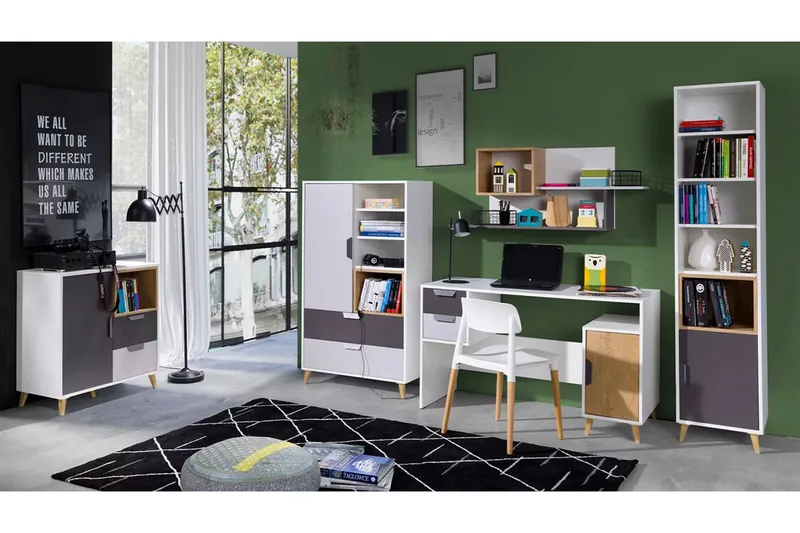 Sayuki Möbelset För Kontor - Vit/Grå - Möbler - Hemmakontor - Möbelset för kontor