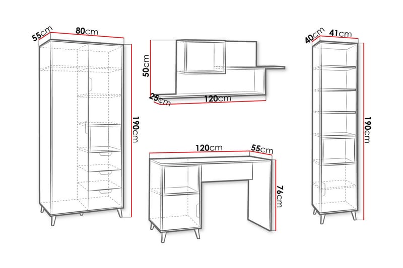 Sayuki Möbelset För Kontor - Vit/Grå - Möbler - Hemmakontor - Möbelset för kontor