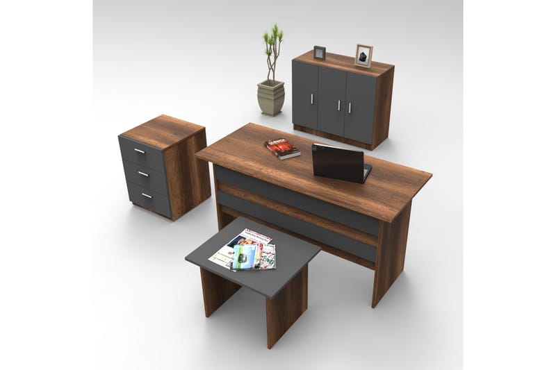Soteapan Möbelset Kontor Teak/Antracit - Möbler - Hemmakontor - Möbelset för kontor