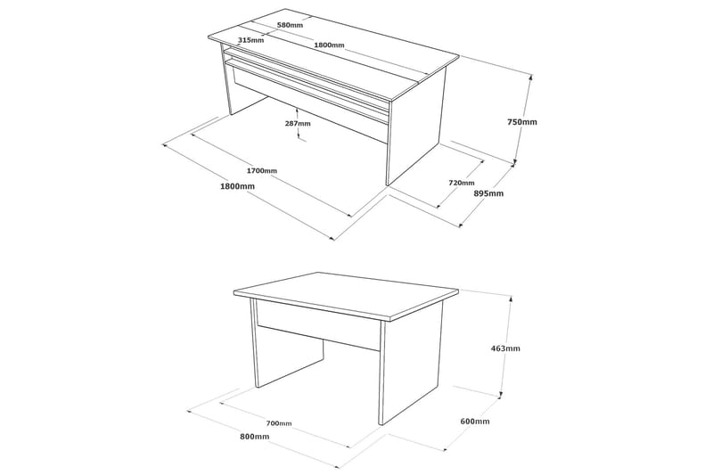 UKHAND Möbelset Kontor Brun/Betonggrå/Antracit - Möbler - Hemmakontor - Möbelset för kontor
