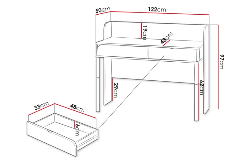Monfort Skrivbord 122x50 cm - Beige - Möbler - Hemmakontor - Skrivbord