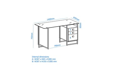 Morgan Skrivbord med Förvaring och Hyllor i Glas med Metallunderrede - Rökgrå - Möbler - Hemmakontor - Skrivbord