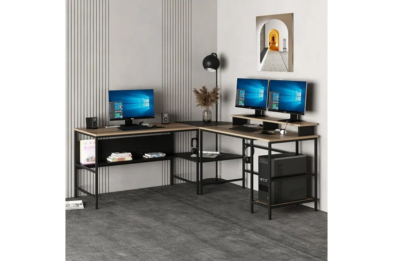 Nafe Hörnskrivbord - Guld/Svart - Möbler - Hemmakontor - Skrivbord