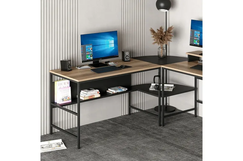 Nafe Hörnskrivbord - Guld/Svart - Möbler - Hemmakontor - Skrivbord