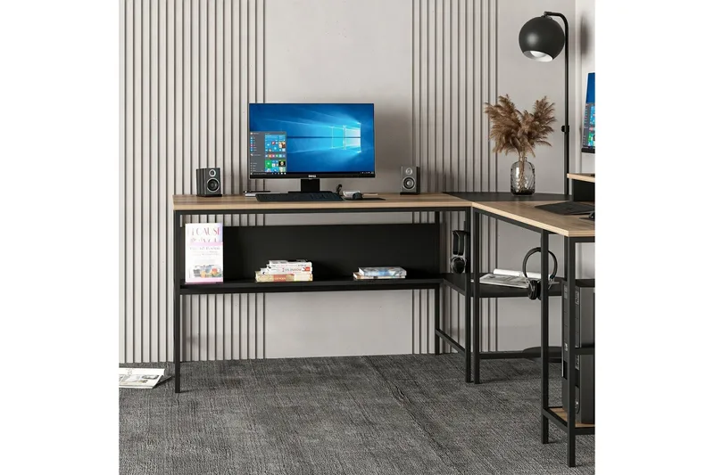 Nafe Hörnskrivbord - Guld/Svart - Möbler - Hemmakontor - Skrivbord