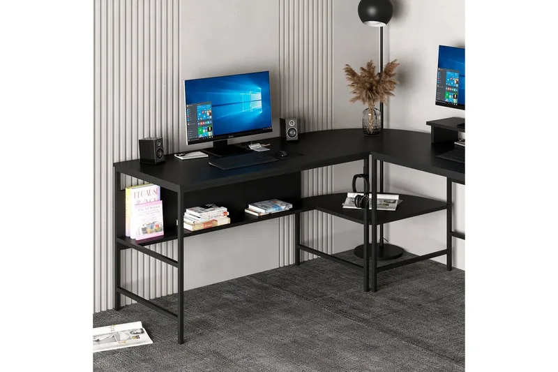 Nafe Hörnskrivbord - Svart - Möbler - Hemmakontor - Skrivbord