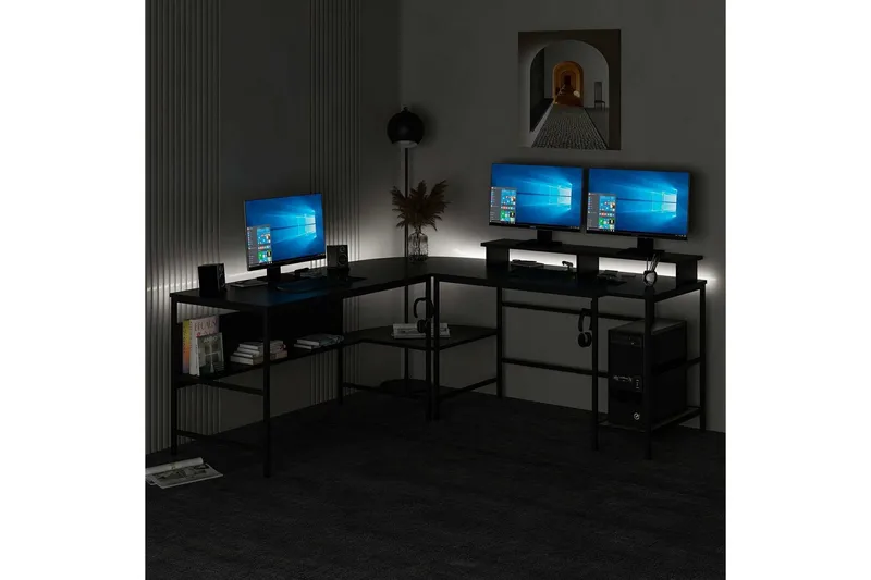 Nafe Hörnskrivbord - Svart - Möbler - Hemmakontor - Skrivbord