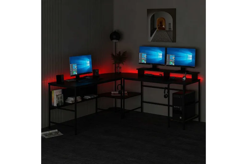 Nafe Hörnskrivbord - Svart - Möbler - Hemmakontor - Skrivbord