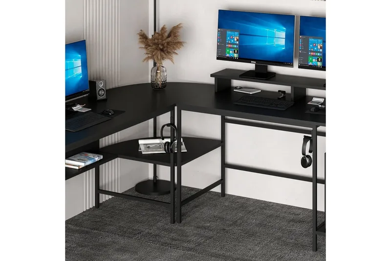 Nafe Hörnskrivbord - Svart - Möbler - Hemmakontor - Skrivbord