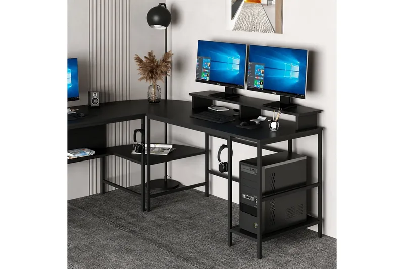 Nafe Hörnskrivbord - Svart - Möbler - Hemmakontor - Skrivbord