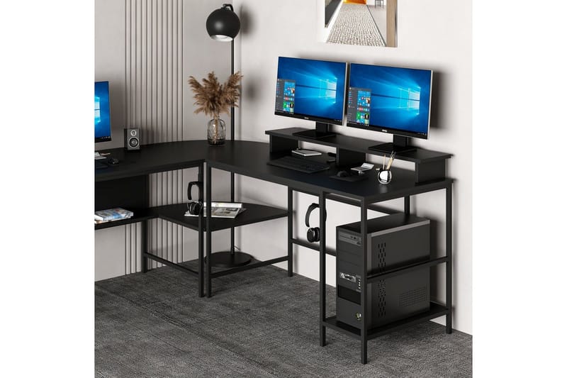 Nafe Hörnskrivbord - Svart - Möbler - Hemmakontor - Skrivbord