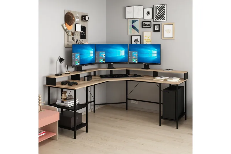 Naina Hörnskrivbord - Guld - Möbler - Hemmakontor - Skrivbord