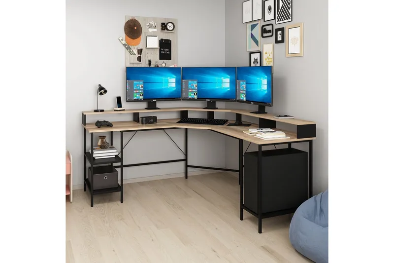 Naina Hörnskrivbord - Guld - Möbler - Hemmakontor - Skrivbord