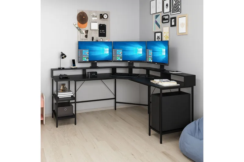 Naina Hörnskrivbord - Svart - Möbler - Hemmakontor - Skrivbord