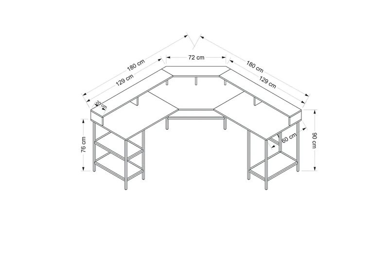 Naina Hörnskrivbord - Svart - Möbler - Hemmakontor - Skrivbord