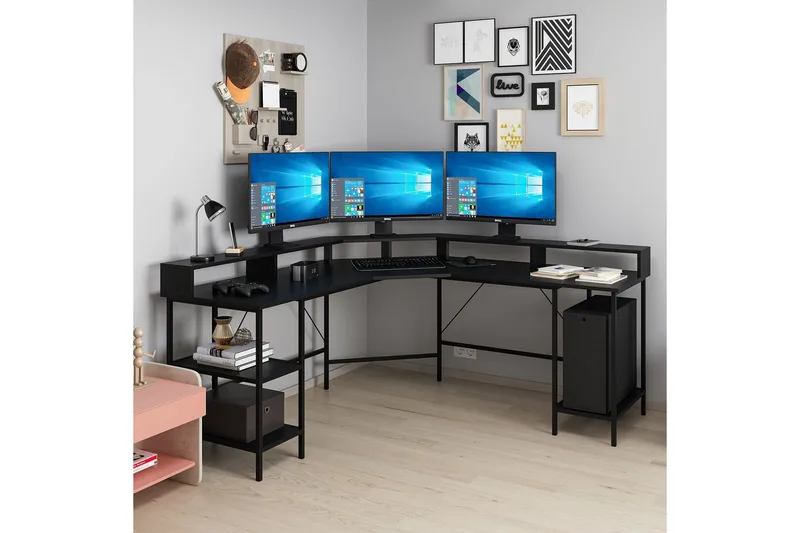 Naina Hörnskrivbord - Svart - Möbler - Hemmakontor - Skrivbord