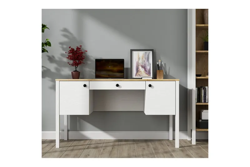Omryn Skrivbord 60x132 cm - Natur/Vit - Möbler - Hemmakontor - Skrivbord