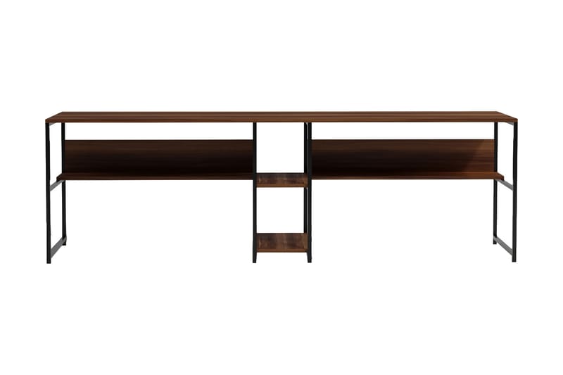 ORMANI Skrivbord 240 cm med Förvaring 2 Hyllor Mörkbrun/Svar - Bord - Skrivbord