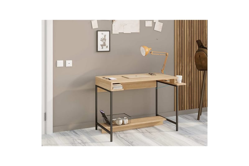 Ovran Skrivbord 57x113 cm - Ek/Svart - Möbler - Hemmakontor - Skrivbord