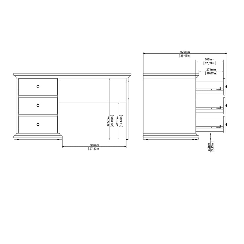 Paris Skrivbord 130x62x74 cm - Möbler - Hemmakontor - Skrivbord